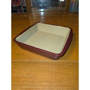Pampered Chef Family Heritage Stoneware 9in Square Baker Cranberry Red 160306